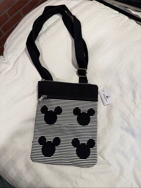 Disney Black and White Mickey Head Crossbody Bag